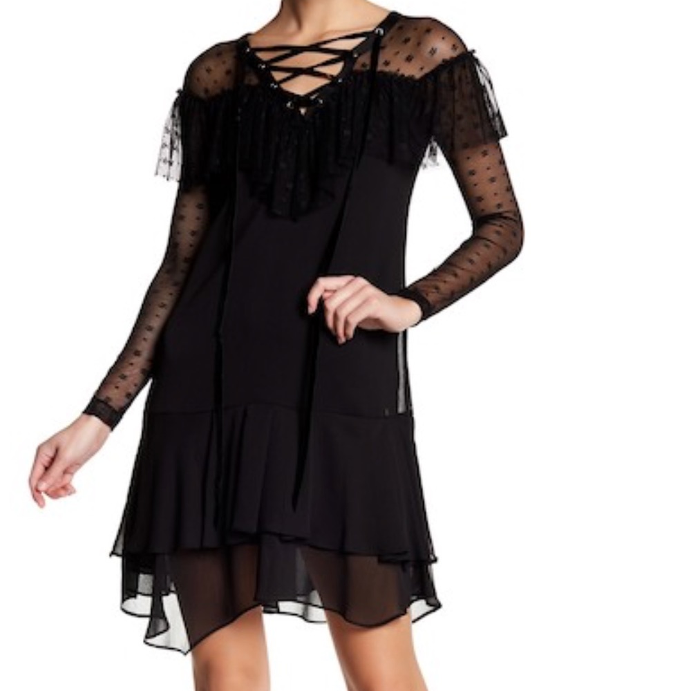 DAVID NAMAN Nadia Lace Up Dress